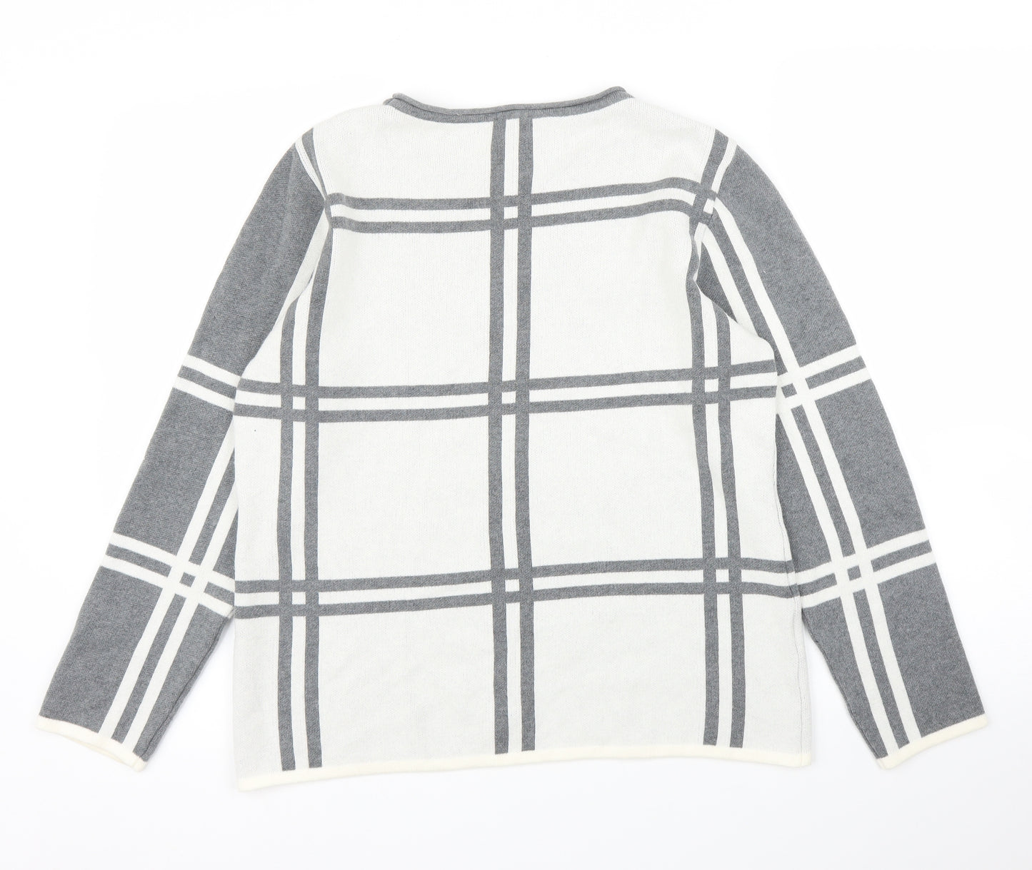 Mona Womens Grey Check  Pullover Jumper Size 12