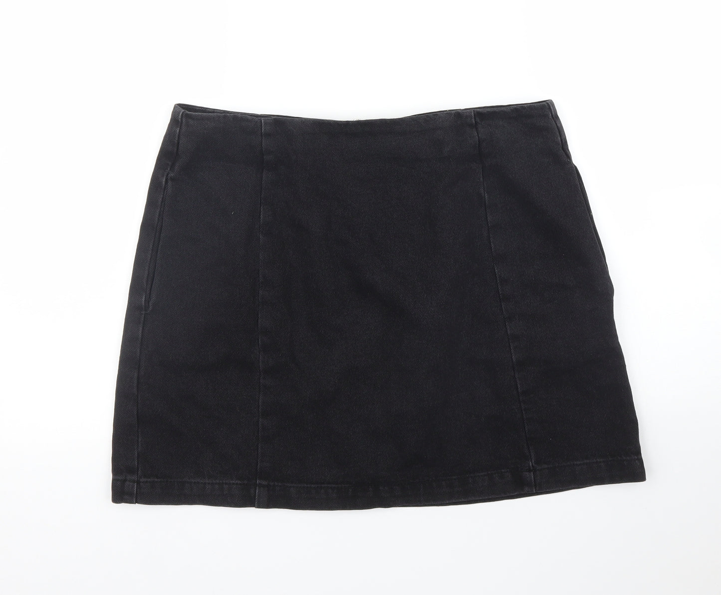 Topshop Womens Black  Denim A-Line Skirt Size 14