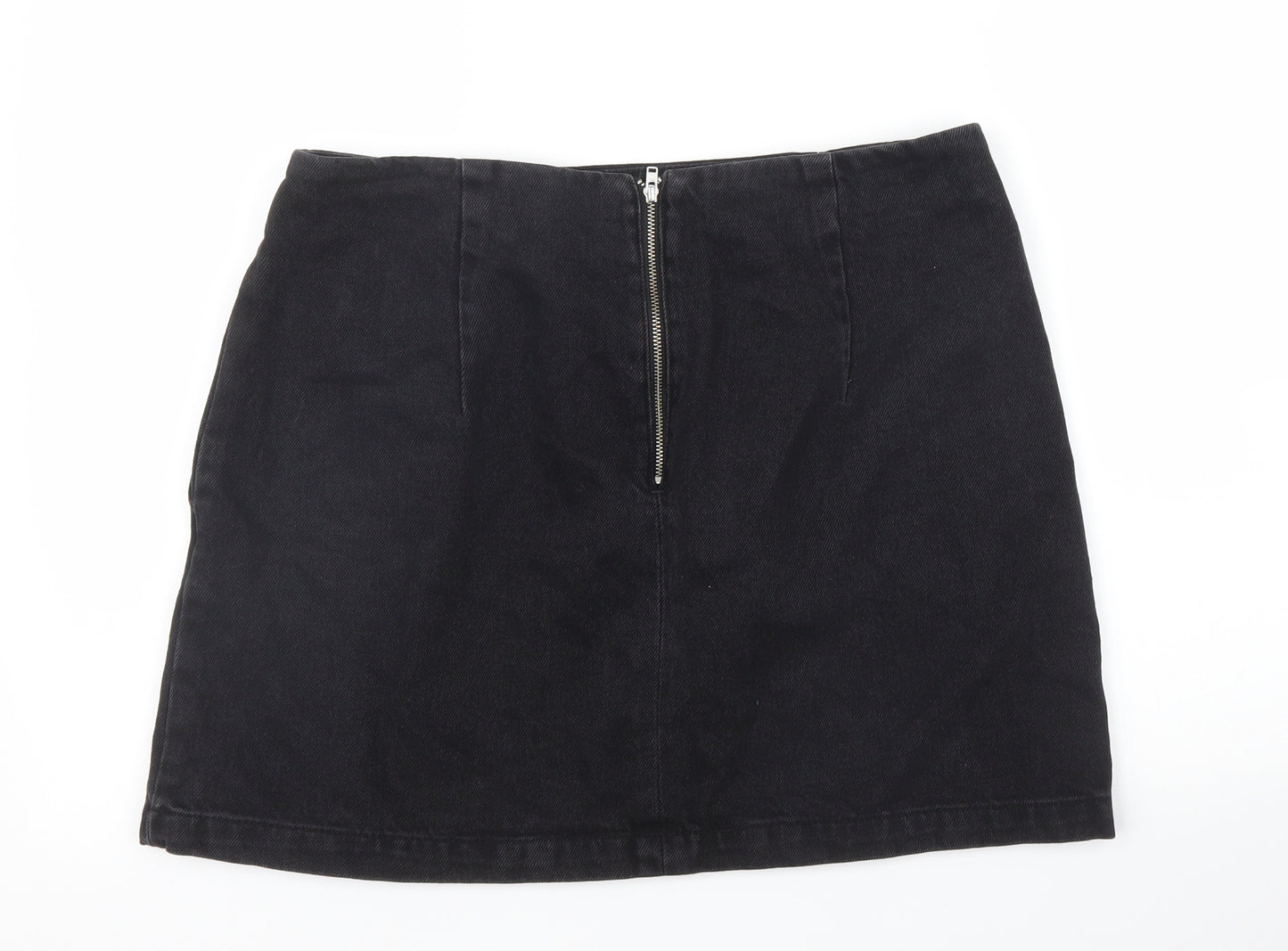 Topshop Womens Black  Denim A-Line Skirt Size 14