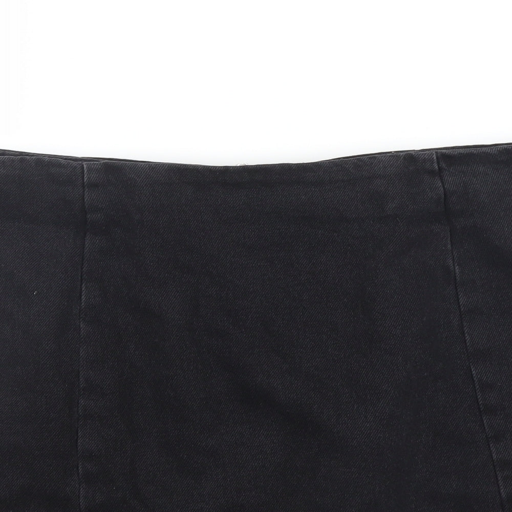 Topshop Womens Black  Denim A-Line Skirt Size 14