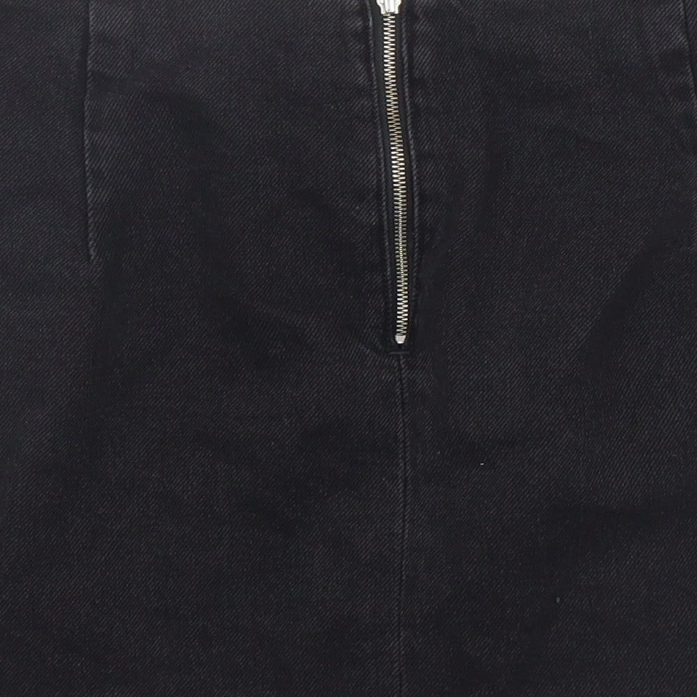 Topshop Womens Black  Denim A-Line Skirt Size 14