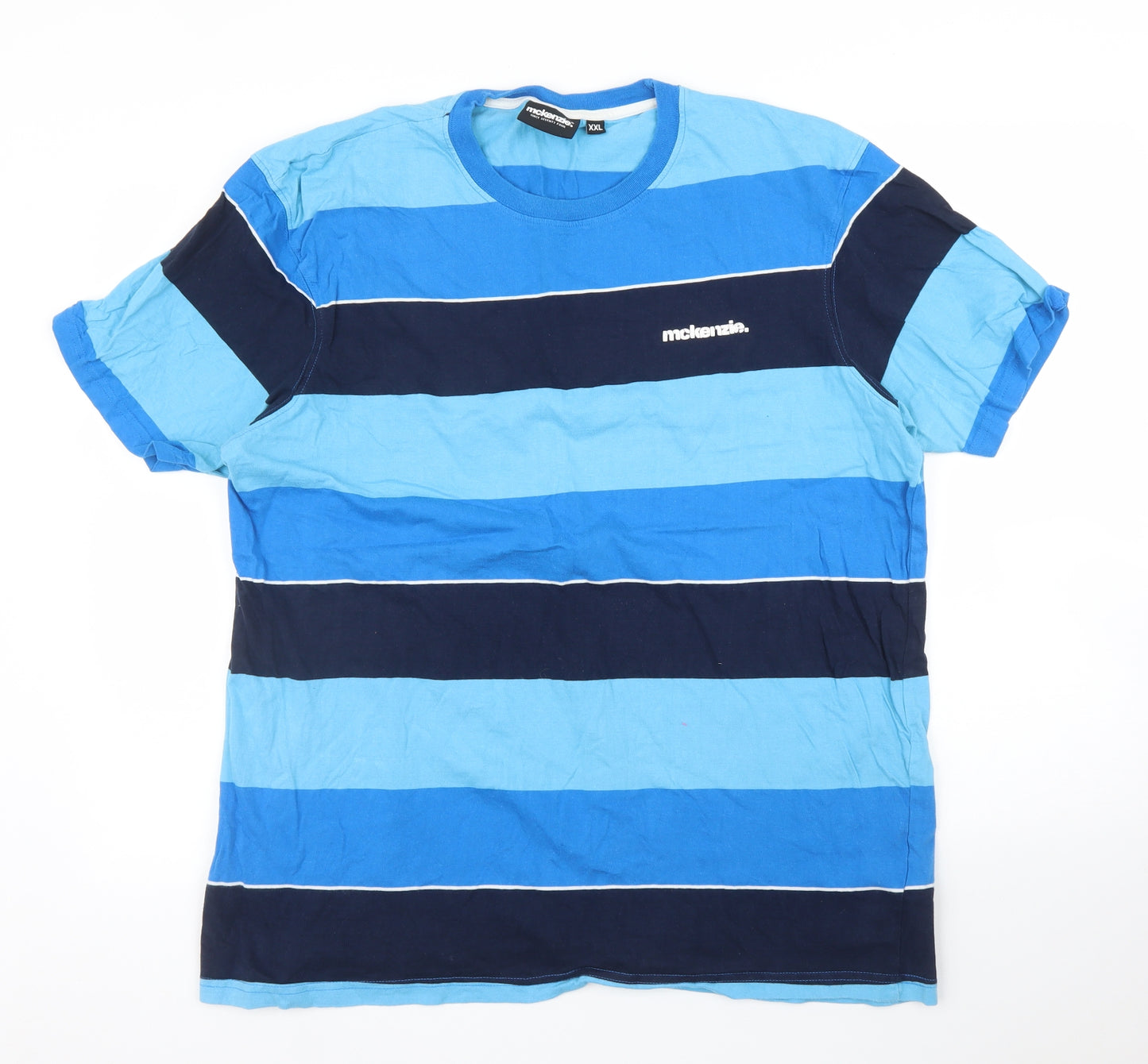 McKenzie Mens Blue Striped   T-Shirt Size 2XL