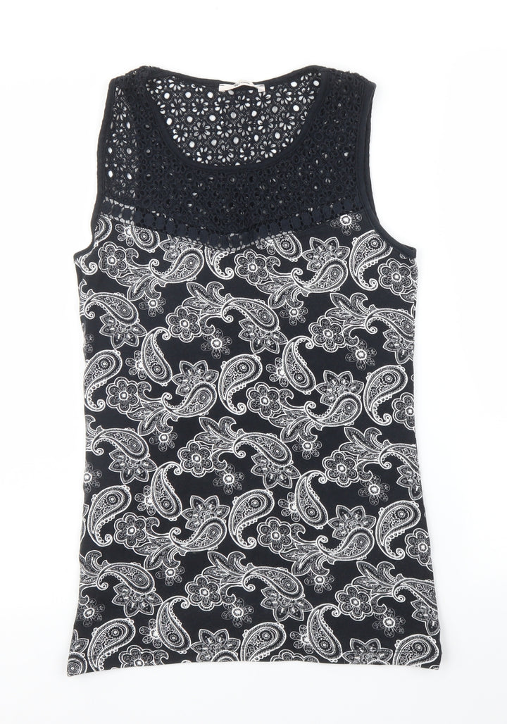 TU Womens Black Paisley  Basic Blouse Size 10