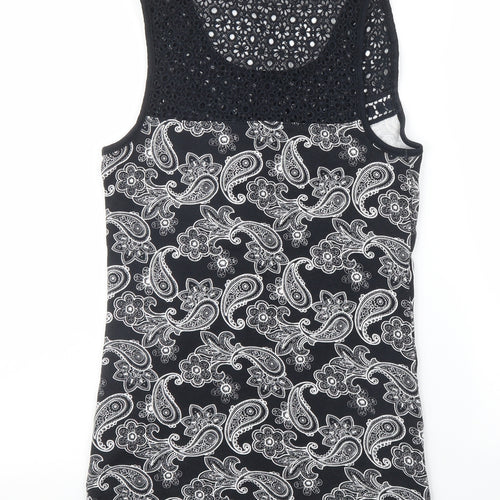 TU Womens Black Paisley  Basic Blouse Size 10