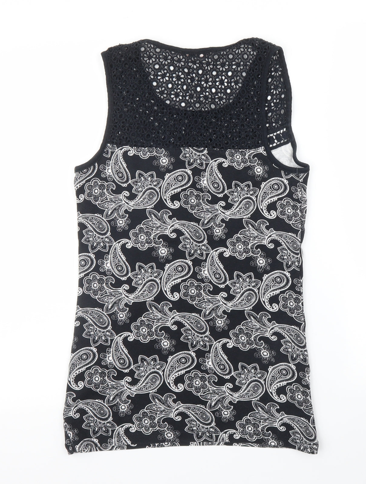 TU Womens Black Paisley  Basic Blouse Size 10