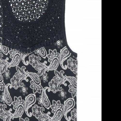 TU Womens Black Paisley  Basic Blouse Size 10