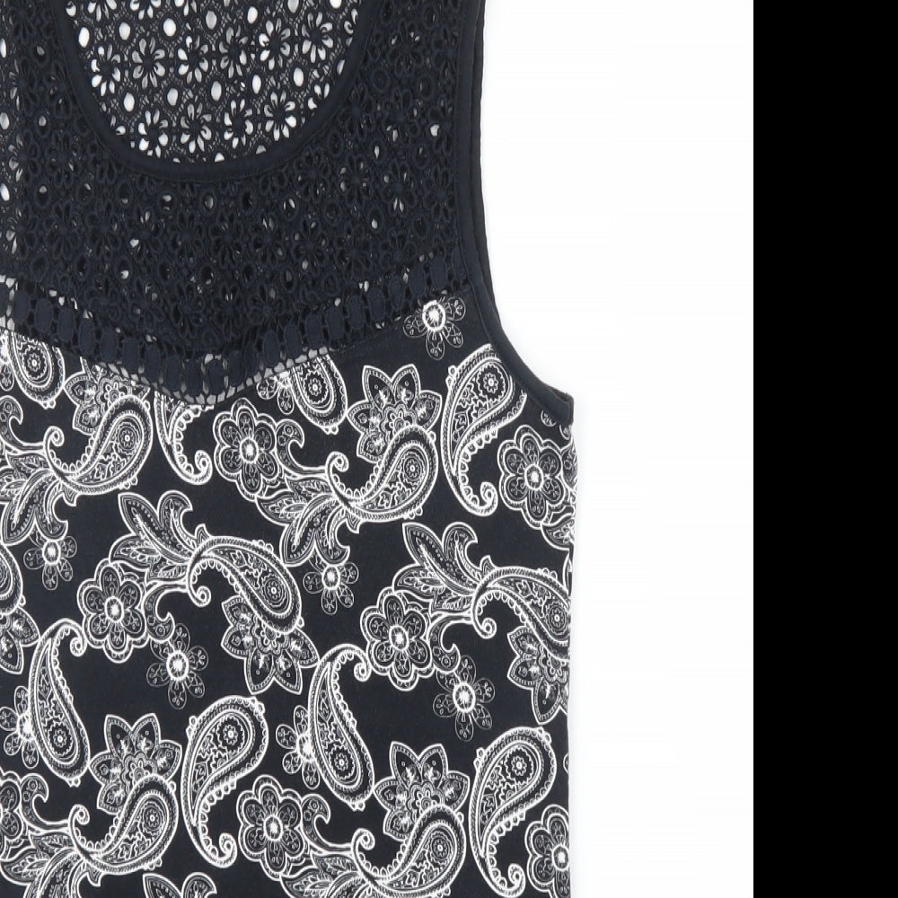 TU Womens Black Paisley  Basic Blouse Size 10