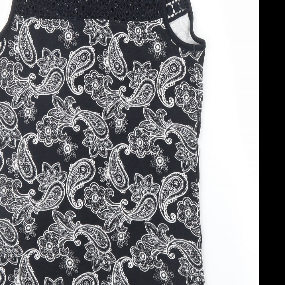TU Womens Black Paisley  Basic Blouse Size 10