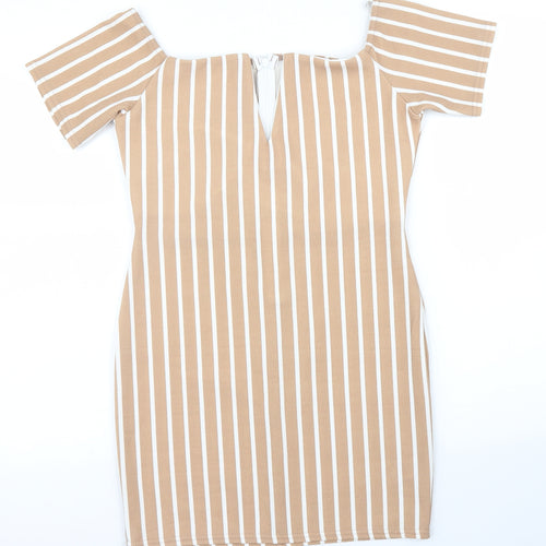 Missguided Womens Beige Striped  Sheath  Size 10