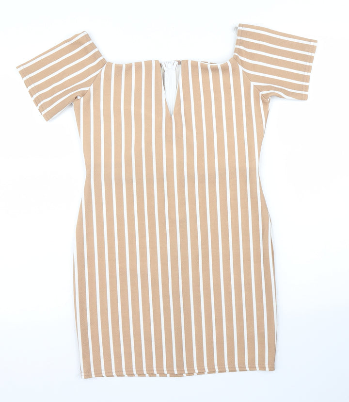Missguided Womens Beige Striped Sheath Size 10