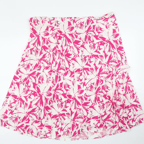 M&S Womens Pink Floral  A-Line Skirt Size 24