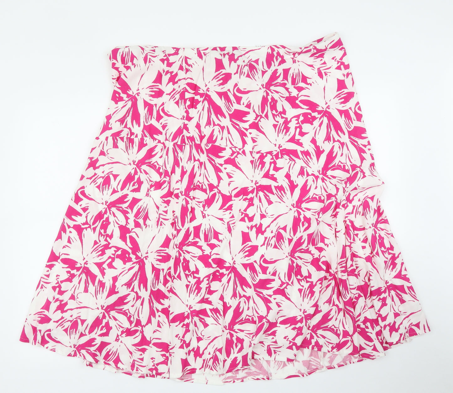 M&S Womens Pink Floral  A-Line Skirt Size 24