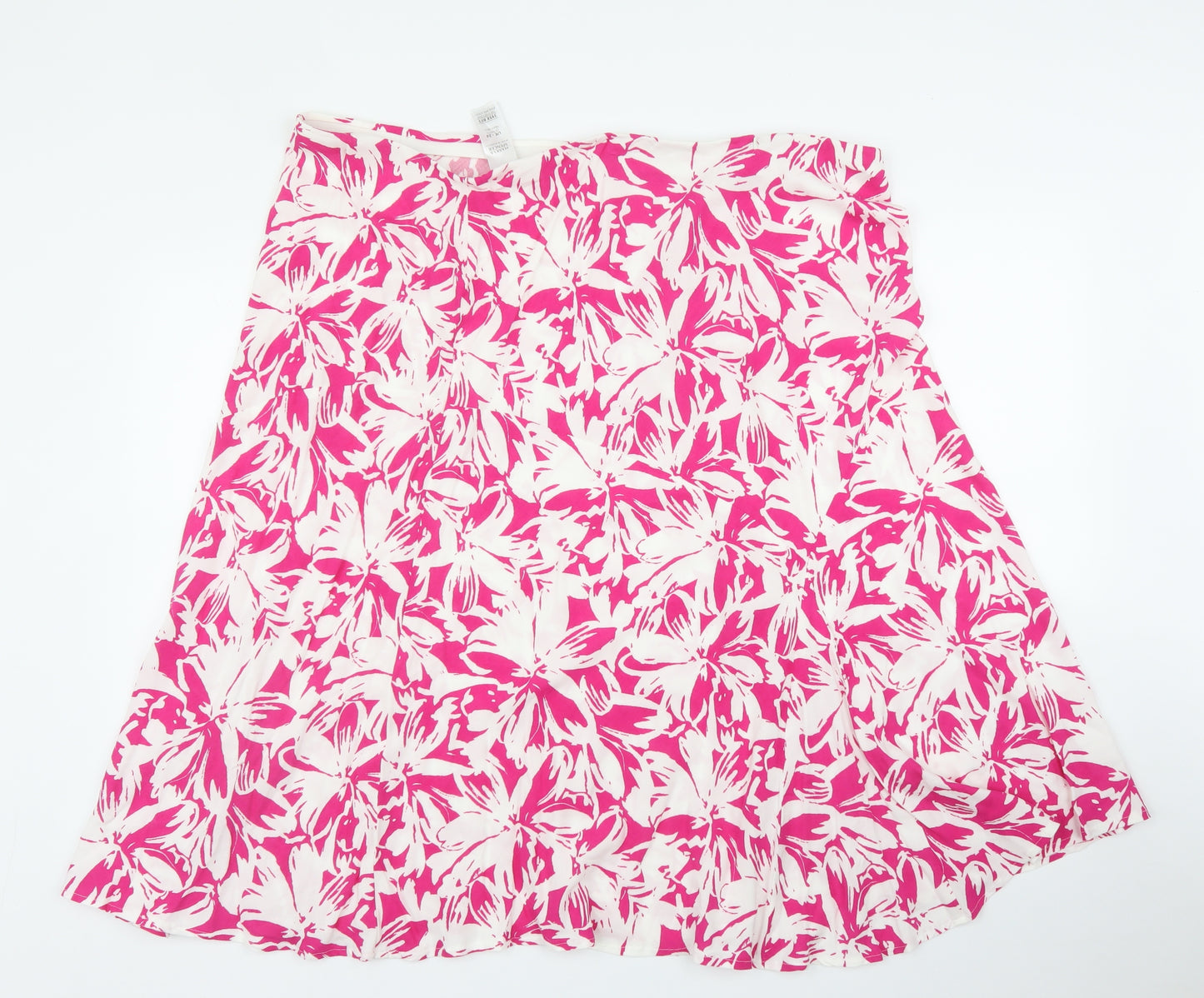 M&S Womens Pink Floral  A-Line Skirt Size 24