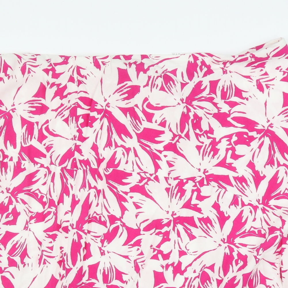 M&S Womens Pink Floral  A-Line Skirt Size 24