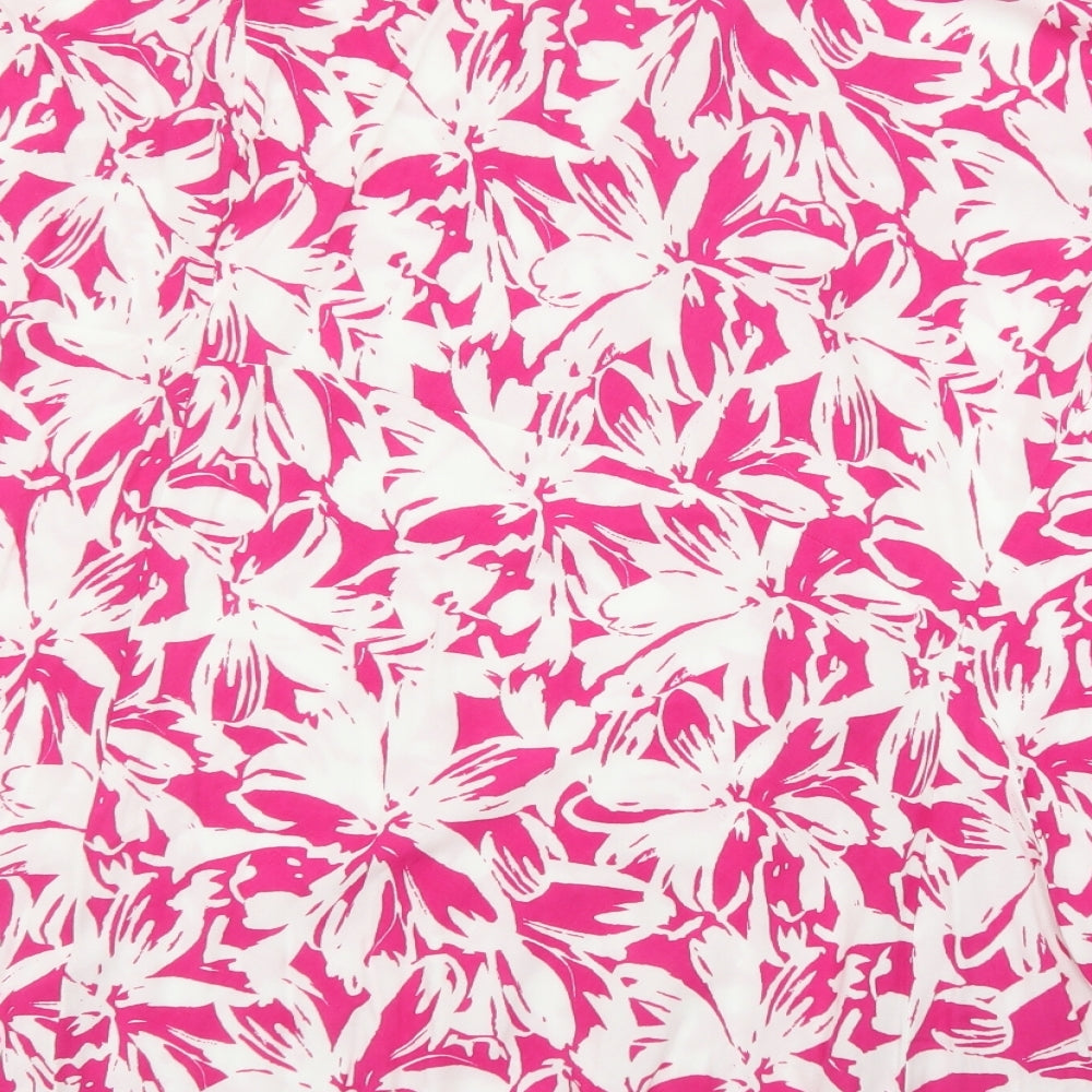 M&S Womens Pink Floral  A-Line Skirt Size 24