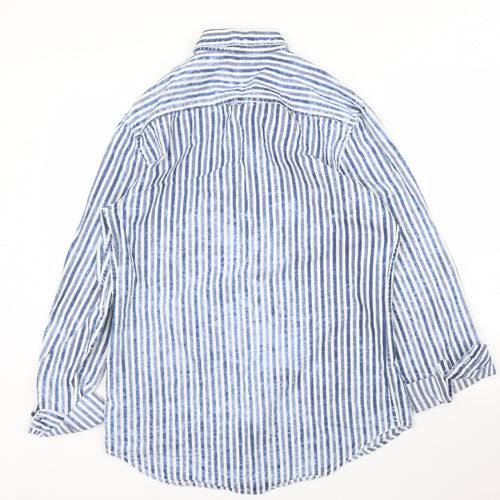 Zara Mens Blue Striped   Button-Up Size L