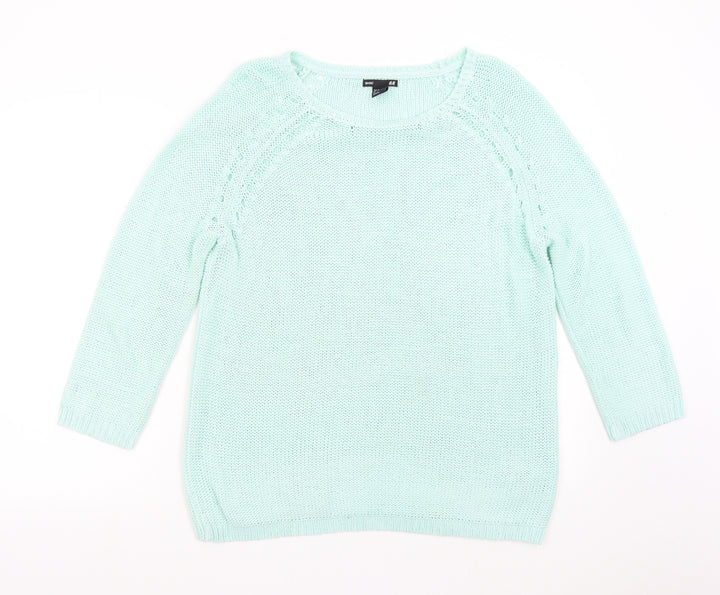 H&M Womens Green  Knit Pullover Jumper Size M