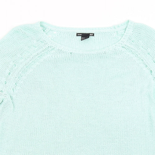 H&M Womens Green  Knit Pullover Jumper Size M