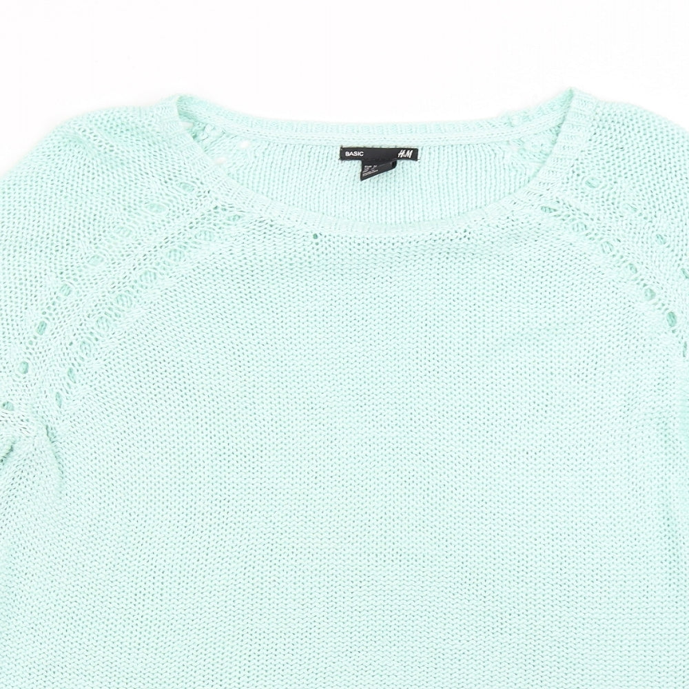 H&M Womens Green  Knit Pullover Jumper Size M