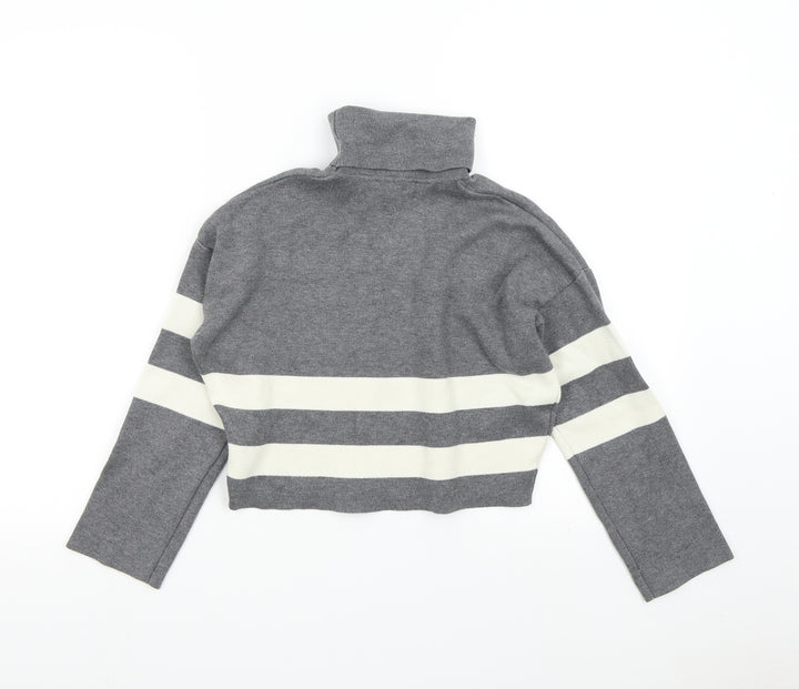 New Look 915 Girls Grey Striped Pullover Sweatshirt Size 10-11 Years