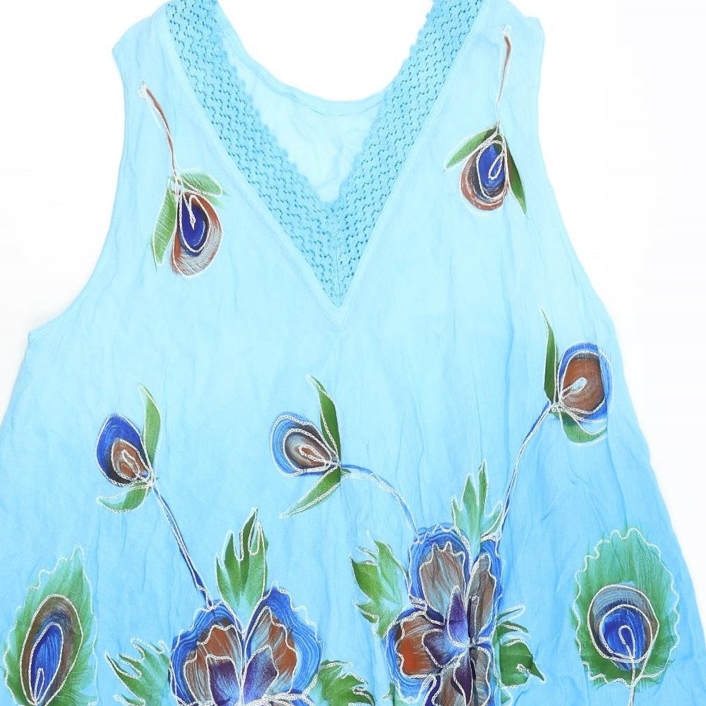 Preworn Womens Blue Floral  Slip Dress  One Size