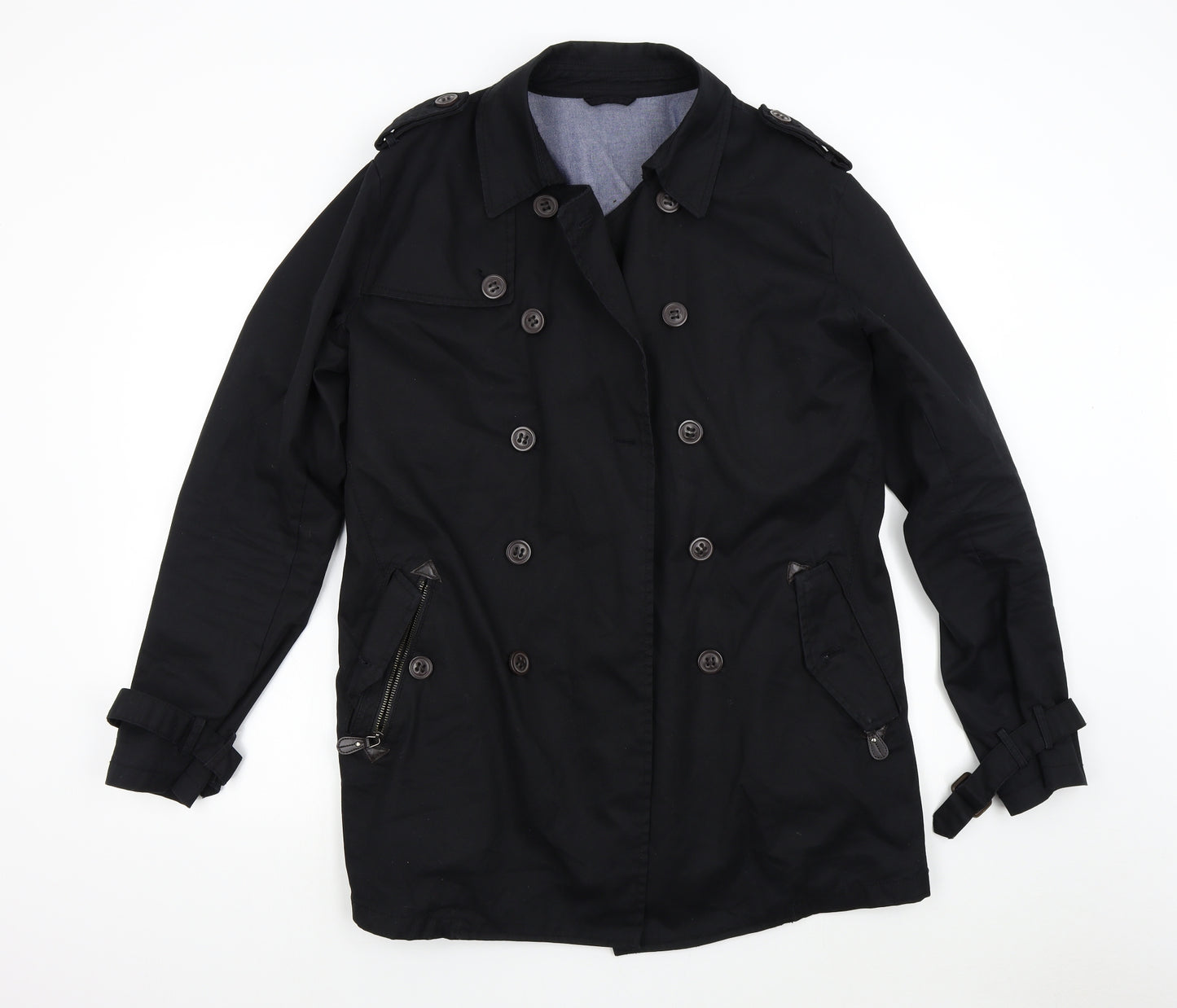 Zara Man Mens Black   Trench Coat Coat Size XL