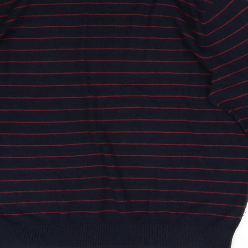 George Mens Blue Striped Knit Pullover Jumper Size XL