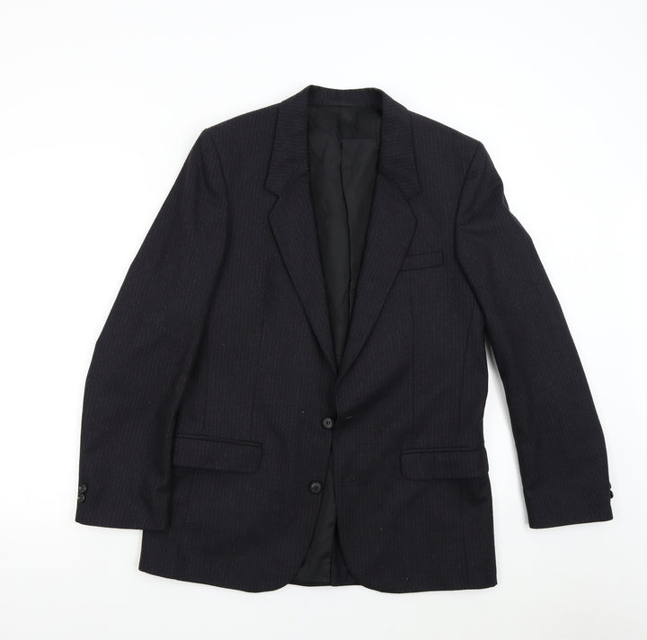 Burton Collection Mens Black Striped  Jacket Suit Jacket Size 38