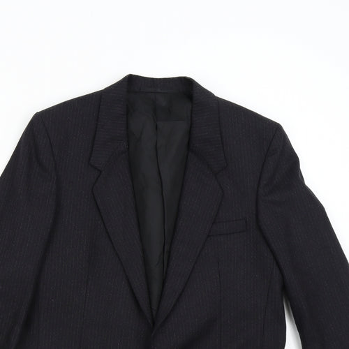 Burton Collection Mens Black Striped  Jacket Suit Jacket Size 38
