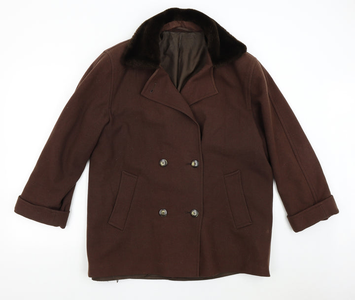 C&A Womens Brown Overcoat Coat Size 14