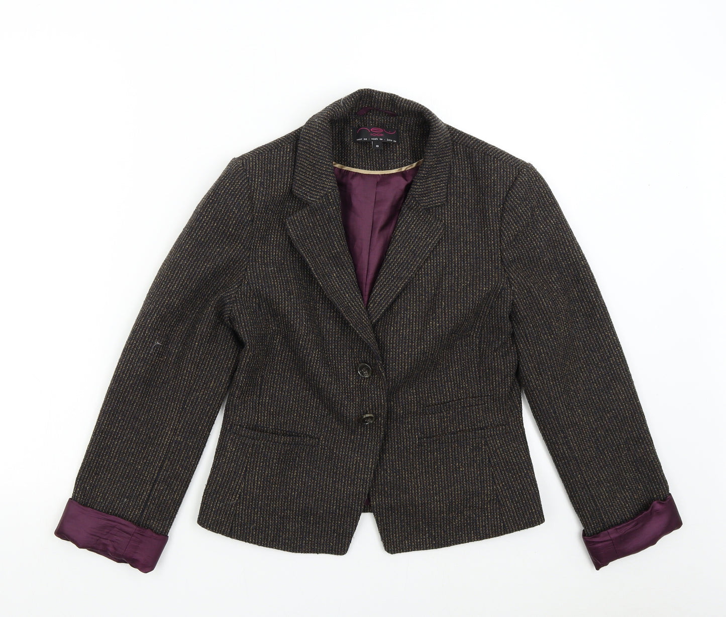 New Look Womens Multicoloured  Tweed Jacket Blazer Size 10