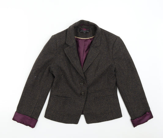 Front view of New Look women’s multicoloured tweed jacket blazer, size UK 10