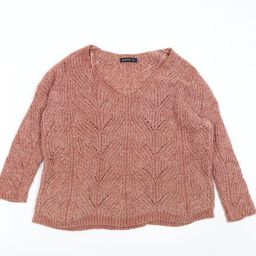 Stadivarius Womens Orange  Knit Pullover Jumper Size S