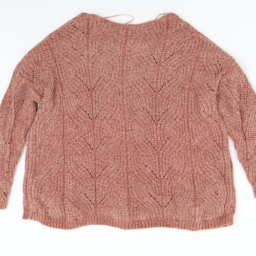 Stadivarius Womens Orange  Knit Pullover Jumper Size S