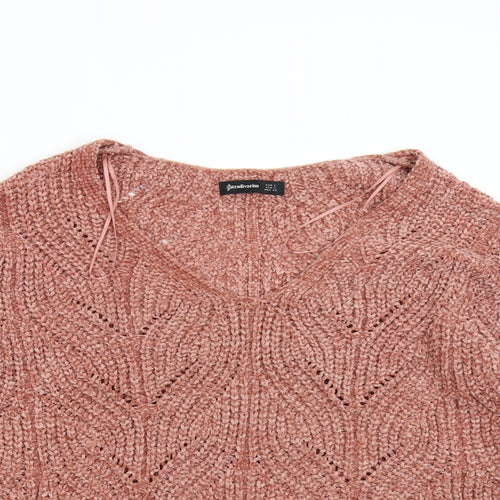 Stadivarius Womens Orange  Knit Pullover Jumper Size S