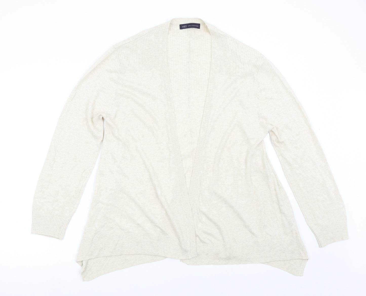 M&S Womens Beige  Knit Cardigan Jumper Size 14