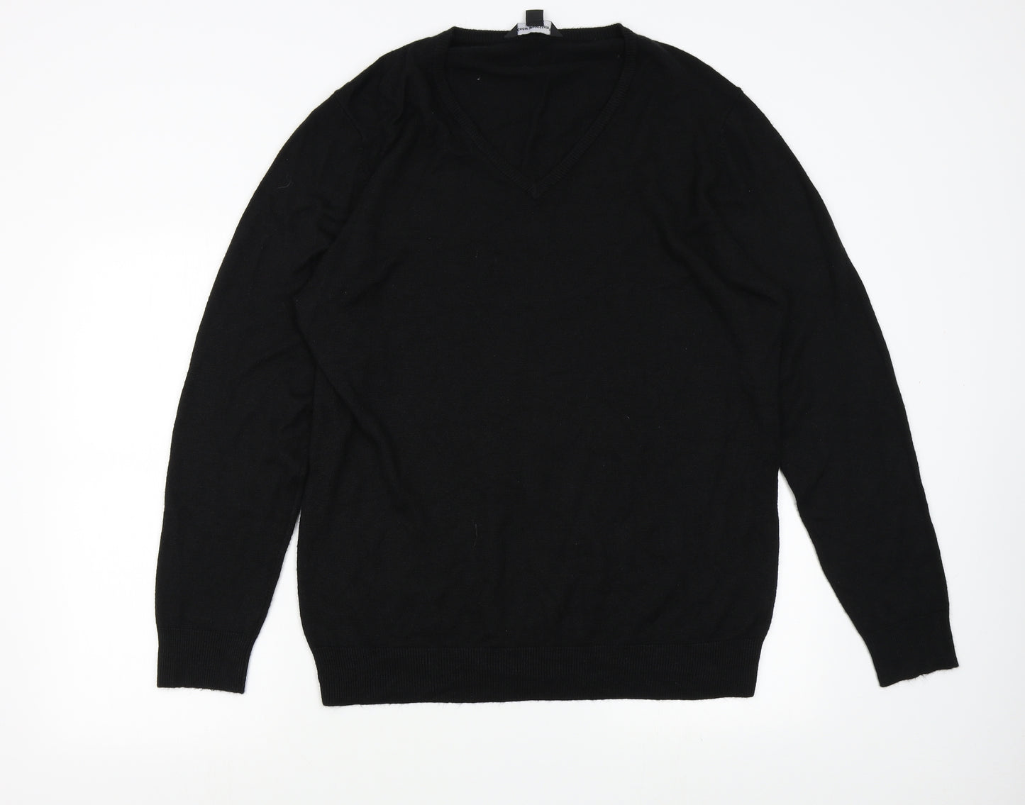 Priamrk Mens Black  Knit Pullover Jumper Size 2XL