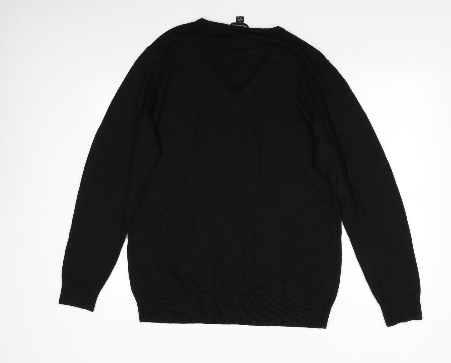 Priamrk Mens Black  Knit Pullover Jumper Size 2XL