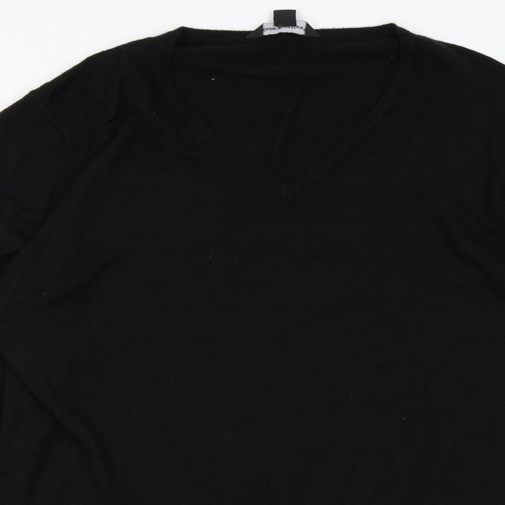 Priamrk Mens Black  Knit Pullover Jumper Size 2XL