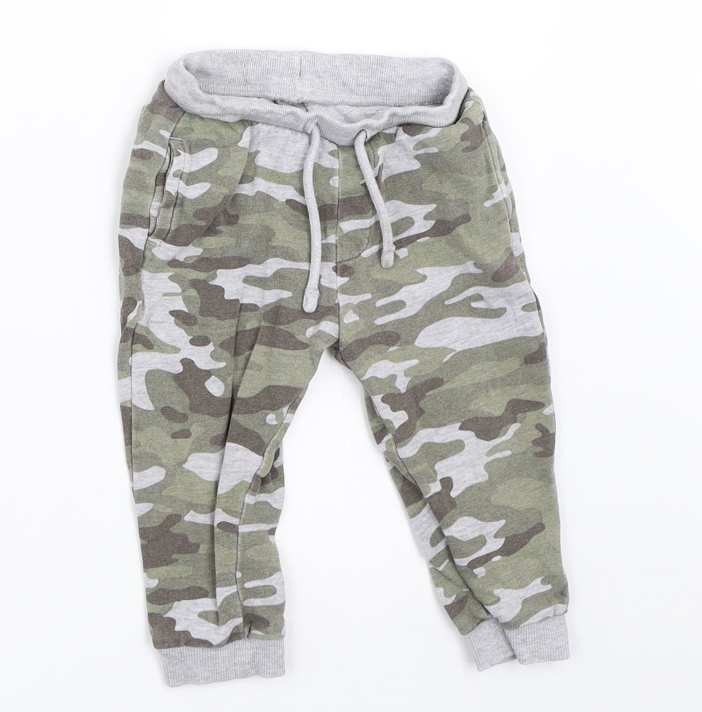 Matalan Boys Green Camouflage  Jogger Trousers Size 12-18 Months