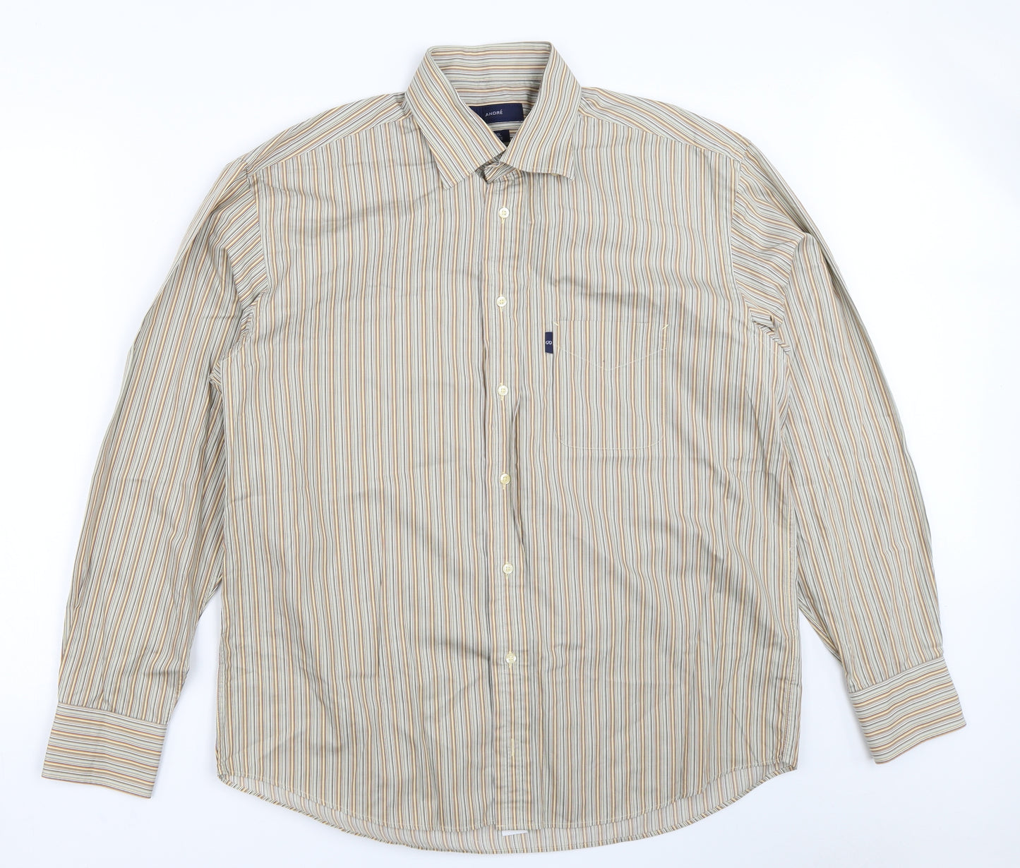 Andre Mens Beige Striped   Button-Up Size L