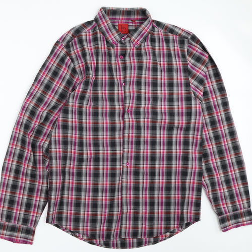 B-Line Mens Black Check   Button-Up Size L