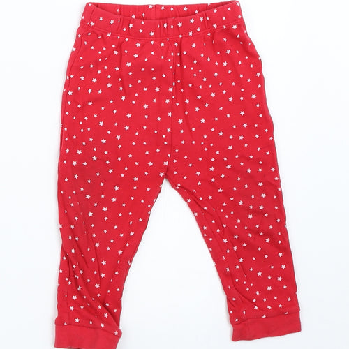 George Girls Red Solid  Capri Pyjama Pants Size 12-18 Months