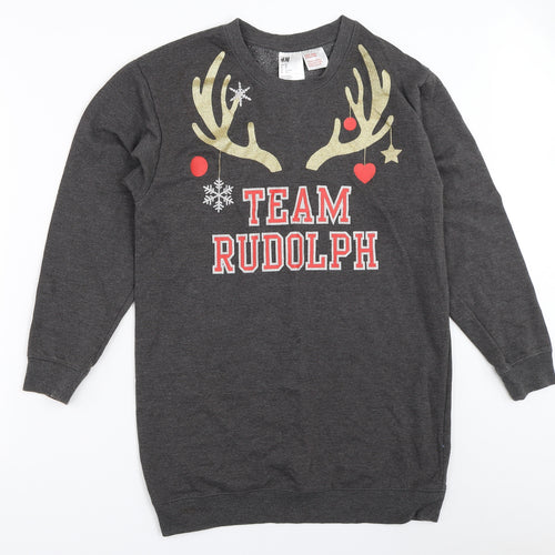 H&M Womens Grey   Pullover Sweatshirt Size XS  - christmas