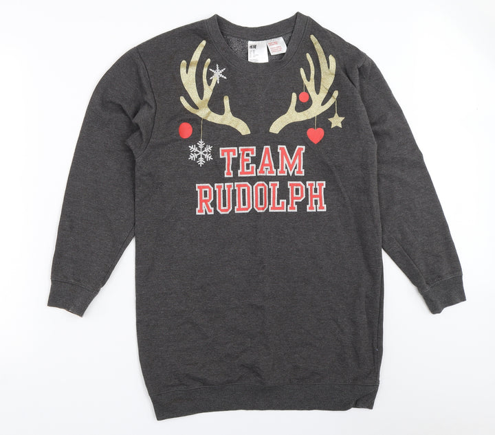 H&M Womens Grey Pullover Sweatshirt Size XS - christmas