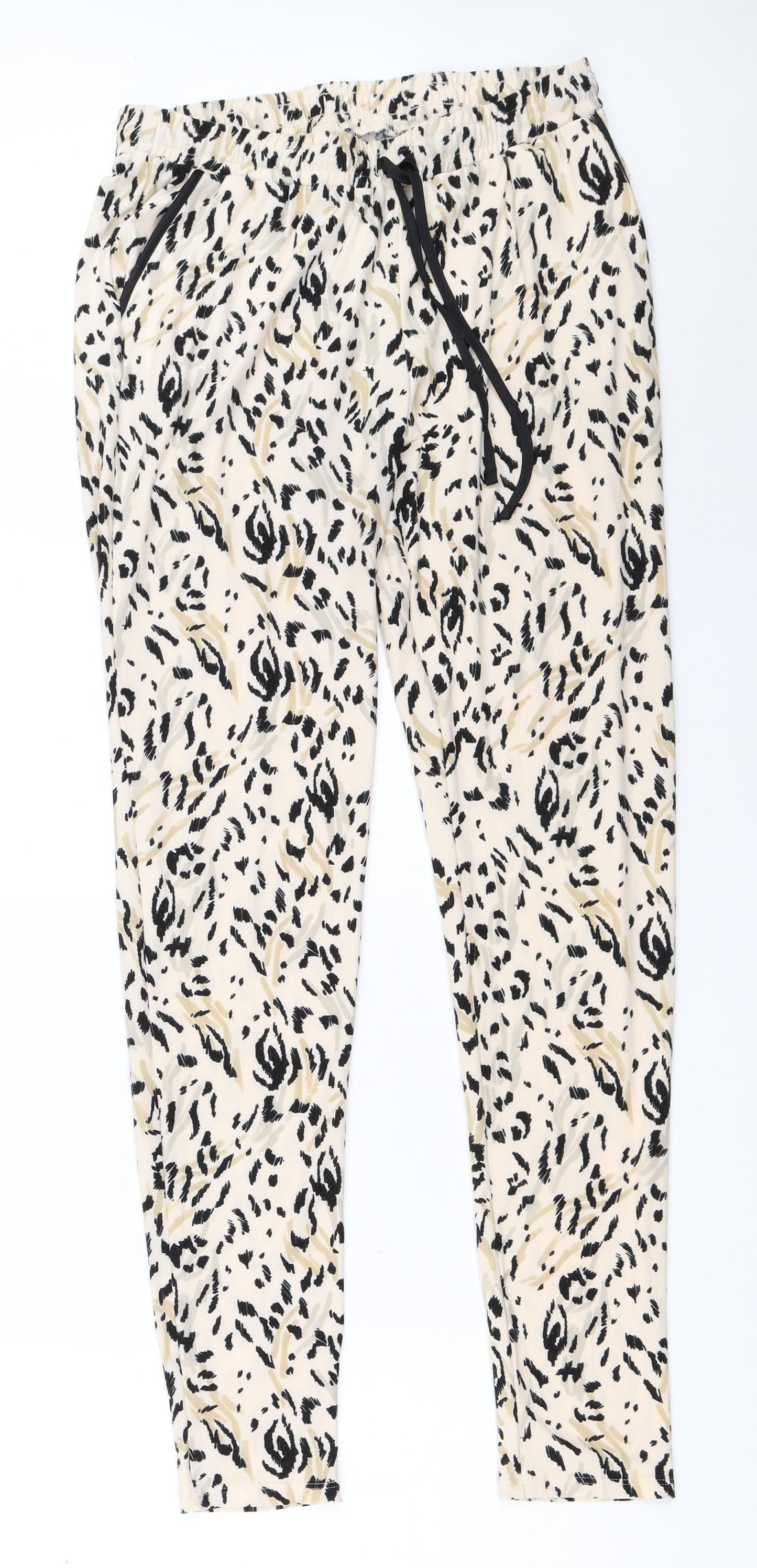 Primark Womens Beige Animal Print  Top Pyjama Pants Size XS