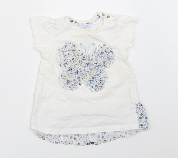 Peacocks Girls White Basic T-Shirt Size 6-9 Months