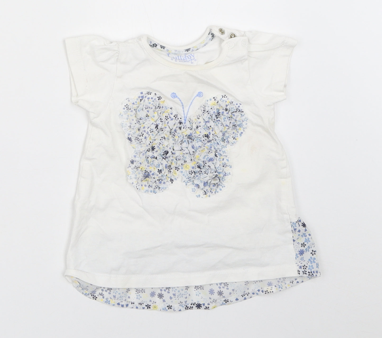Peacocks Girls White   Basic T-Shirt Size 6-9 Months