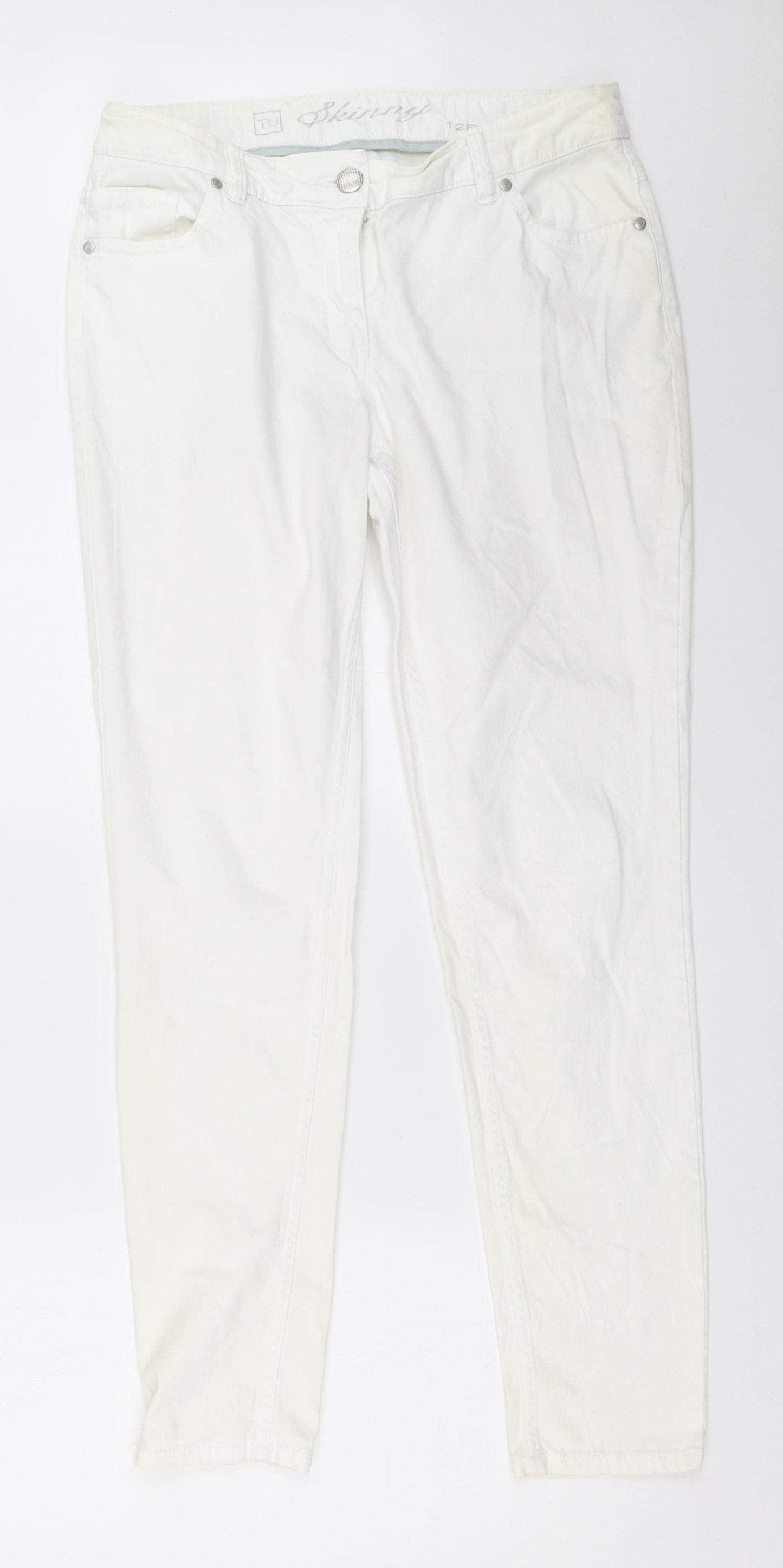 TU Womens White   Skinny Jeans Size 12 L30.5 in