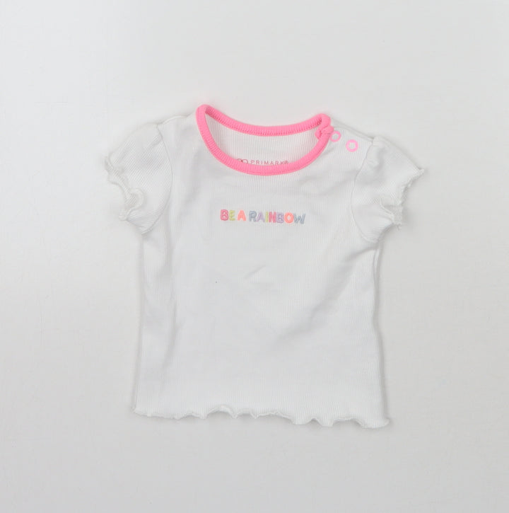 Primark Girls White   Basic T-Shirt Size 0-3 Months  - Be a rainbow